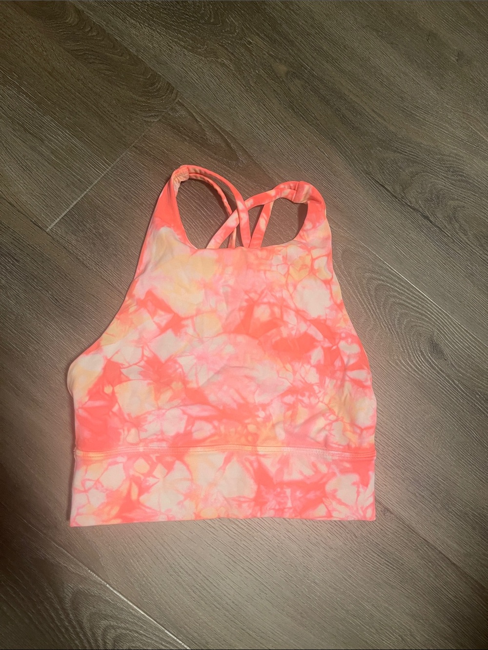 lululemon  neon pink and peach tie-dye sports bra